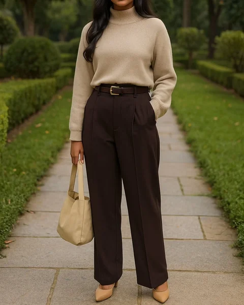 Relaxed Grey Knit & Trousers