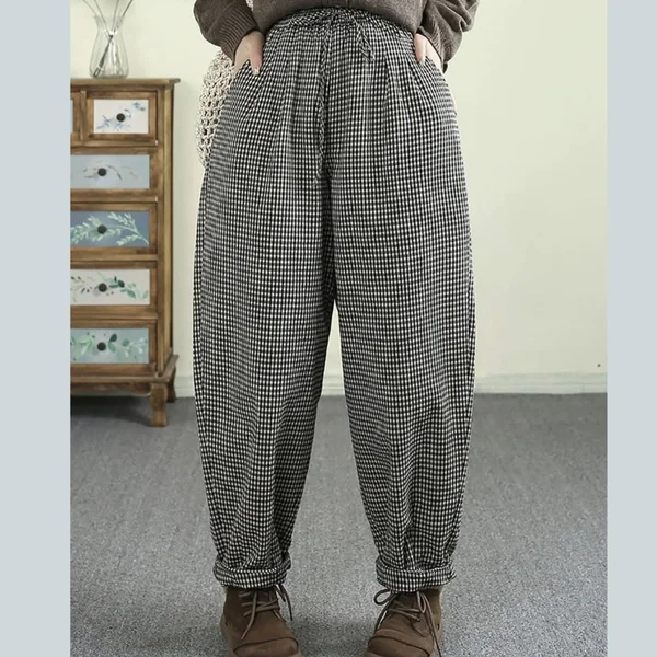 Gingham Patterned Harem Pants