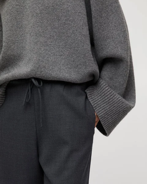 Beige Turtleneck & Brown Trousers