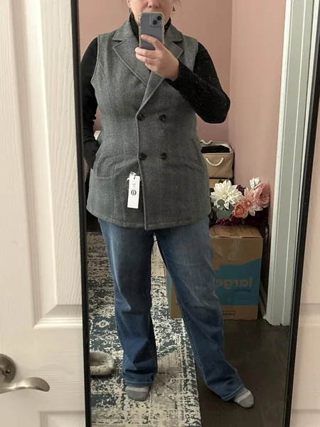 Long Tweed Vest Blazer for Polished Winter Business Casual Looks