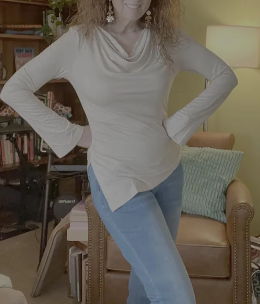 Chic Long Sleeve Cowl Neck Top for Winter Concerts