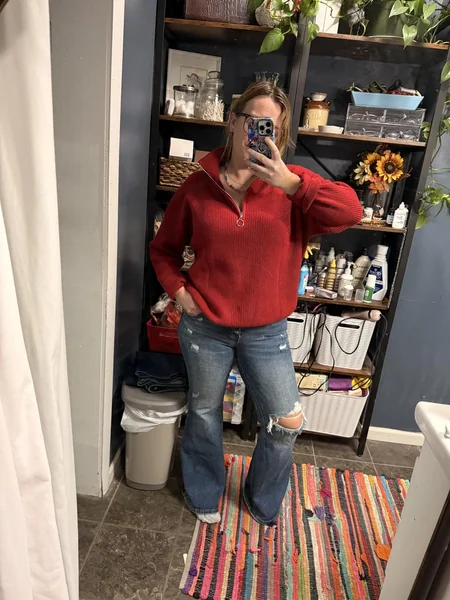 Cashmere Blend Quarter-Zip Sweater for Winter Business Casual