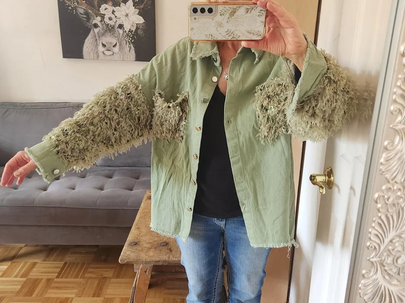 Sequin Denim Shacket for a Statement Winter Concert Outfit