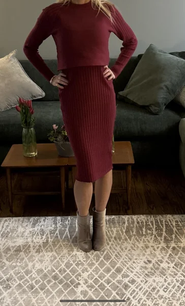 Ezbelle Ribbed Knit 2-Piece Dress Set
