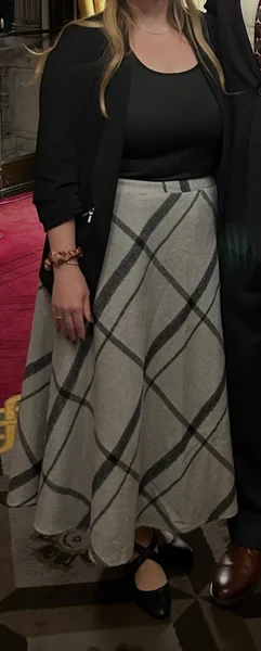 Cozy & Professional: Wool Plaid Midi Skirt for Winter Office