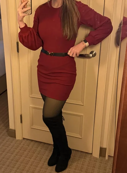 Cozy & Chic Winter Concert Outfit Puff Sleeve Sweater Dress