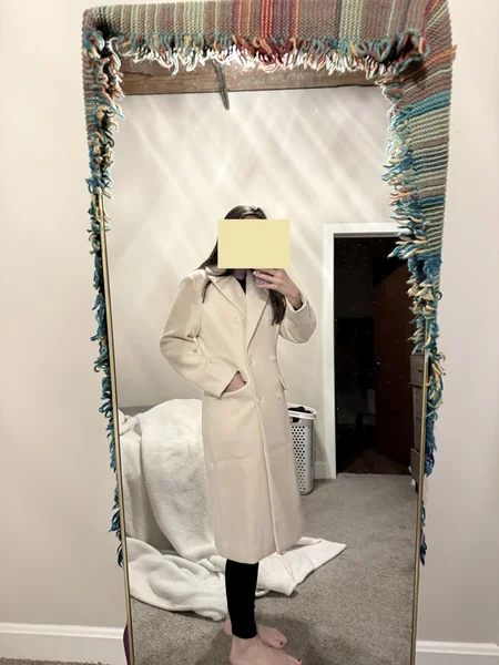 Chic Double-Breasted Long Wool Coat Winter Fashion Outfit for Women