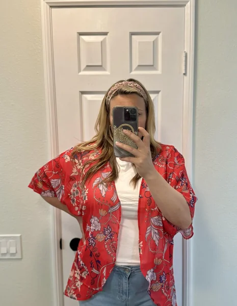 Floral Puff Sleeve Kimono – Casual Cruise Cover-Up for Women”