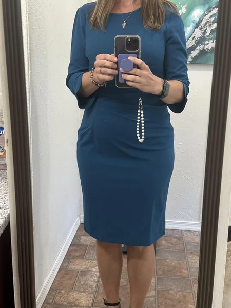 Elegant 3/4 Sleeve Sheath Dress – Timeless Official Outfit for Women