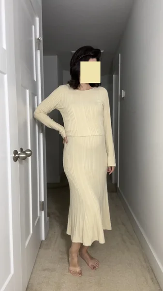 Ribbed Knit Two-Piece Dress Set for Women