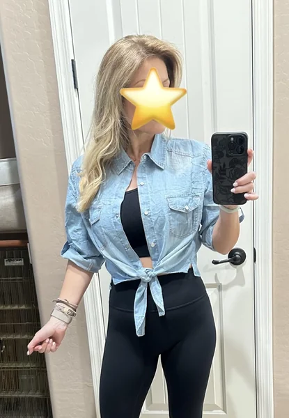 Denim Crop Top with High-Waist Jeans