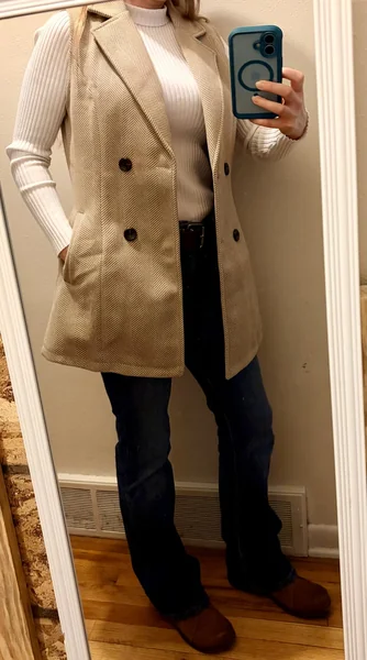 Sleeveless Tweed Vest for Layered Office Looks