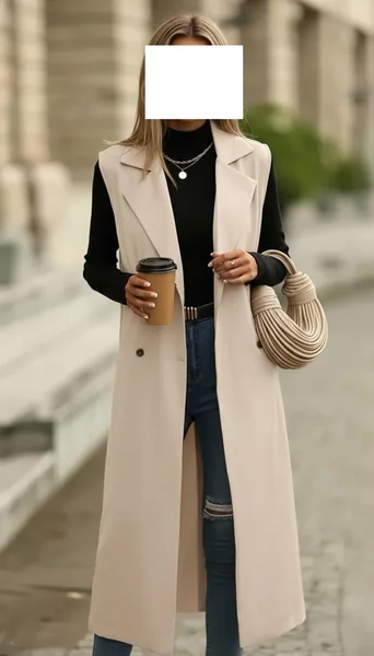 Sleeveless Double-Breasted Vest – Blazer-Inspired Outfit