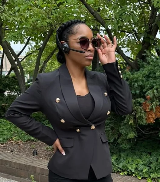 Gold-Button Black Blazer Jacket