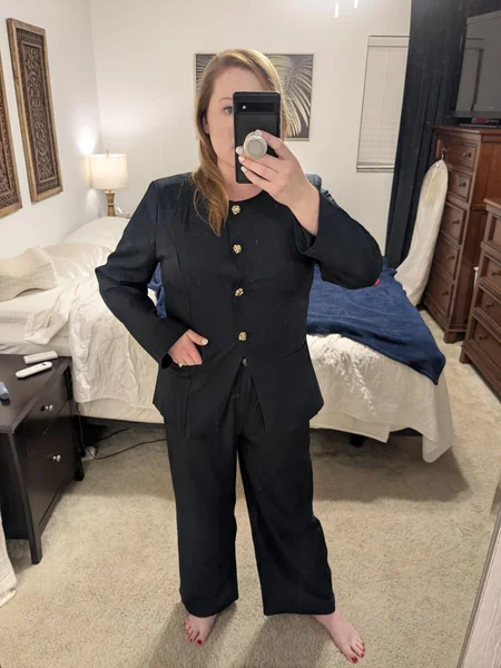 Wide-Leg Black Blazer & Pants Set