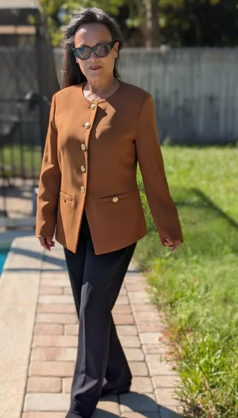 Fitted Brown Blazer Work Jacket