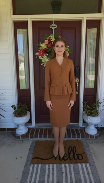 Brown Blazer with Pencil Skirt Set