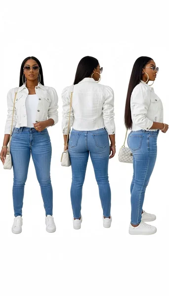 Distressed Puff-Sleeve Cropped Denim Jacket