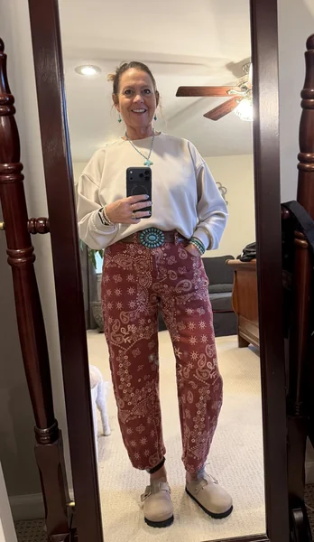 Floral Patchwork Baggy Jeans with Fitted Top