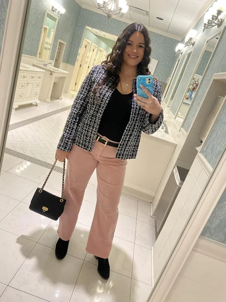 Plaid Tweed Black Blazer for Classy Office Style