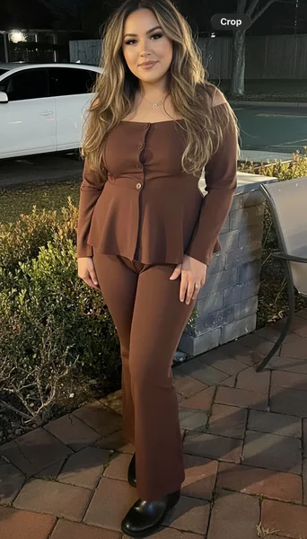 Brown Blazer Flare Pants Suit