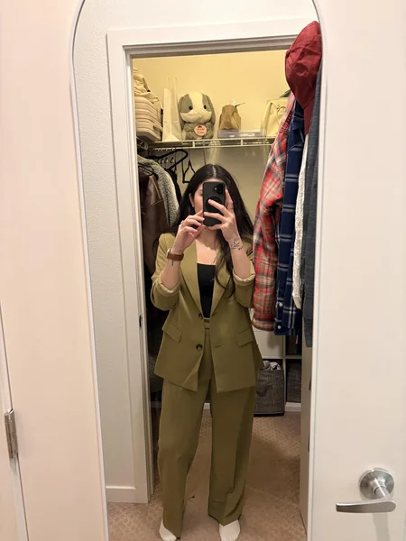 2-Piece Blazer & Wide-Leg Pants Set – Elegant Office Outfit