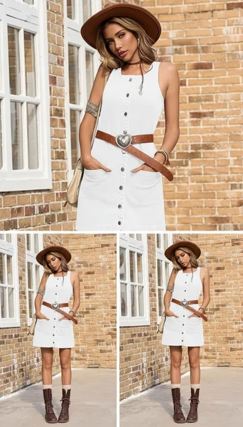 Sleeveless Denim Overall Mini Dress