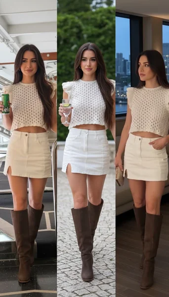 High-Waisted Denim Skort with Slit