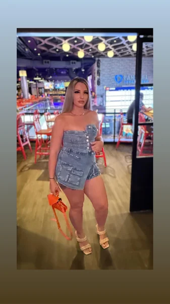 Denim Tube Top and Cargo Jeans Shorts Set