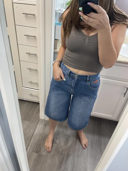 Wide Leg Baggy Denim Shorts