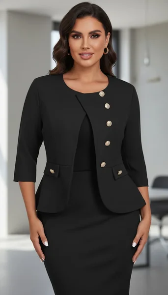 Black Blazer & Midi Pencil Skirt Set