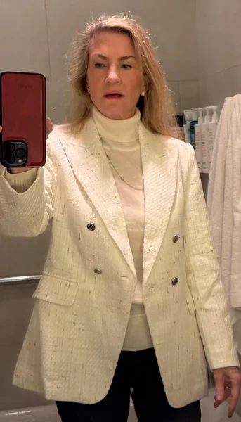 Plaid Tweed White Blazer