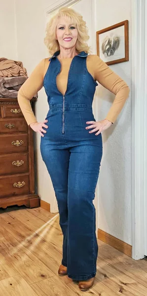 Slim Fit Sleeveless Denim Jeans Jumpsuit