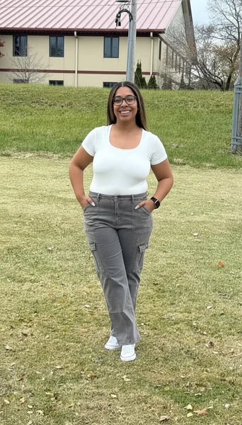 Gray High Waisted Cargo Jeans
