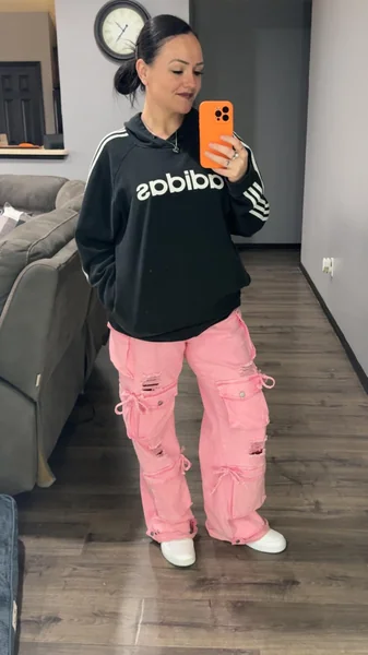 Y2K Cargo Baggy Jeans with Oversized Hoodie