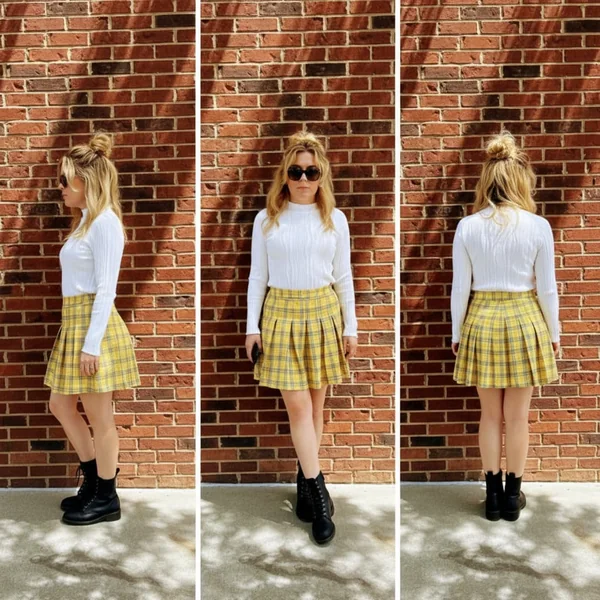 Plaid Pleated Mini Skirt Look