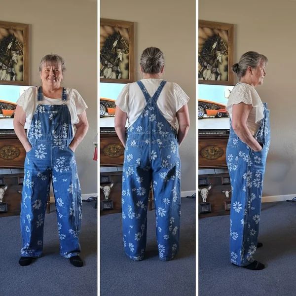 Floral Patchwork Barrel Overalls