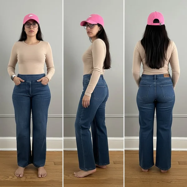 Pull-On Wide Leg Drak Blue Jeans