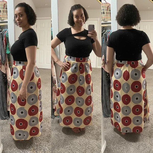 African Print Flared Maxi Skirt