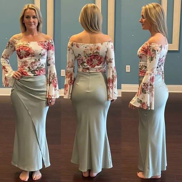 Ruched Satin Wrap Maxi Skirt