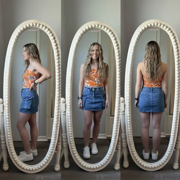 Low Waist Stretch Cargo Mini Skirt