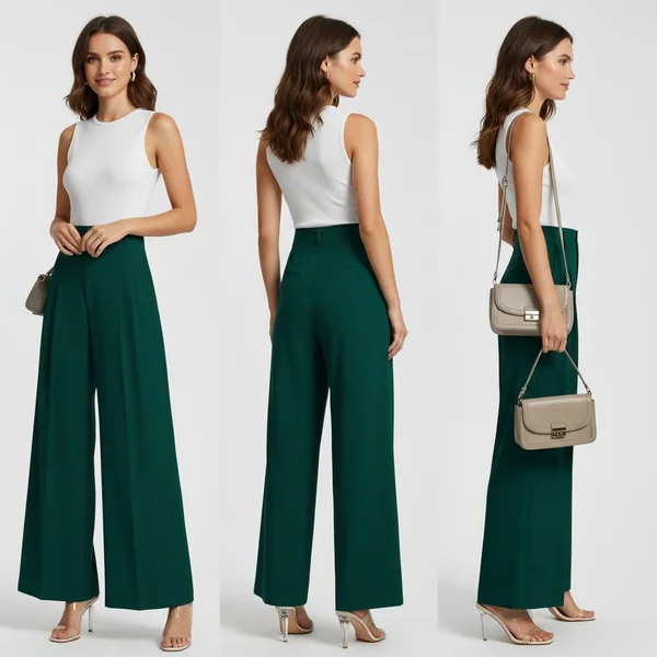 Pleated Wide Leg Trousers