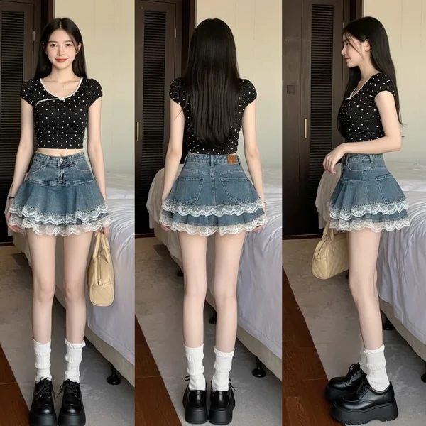 Lace-Trim Skater Mini
