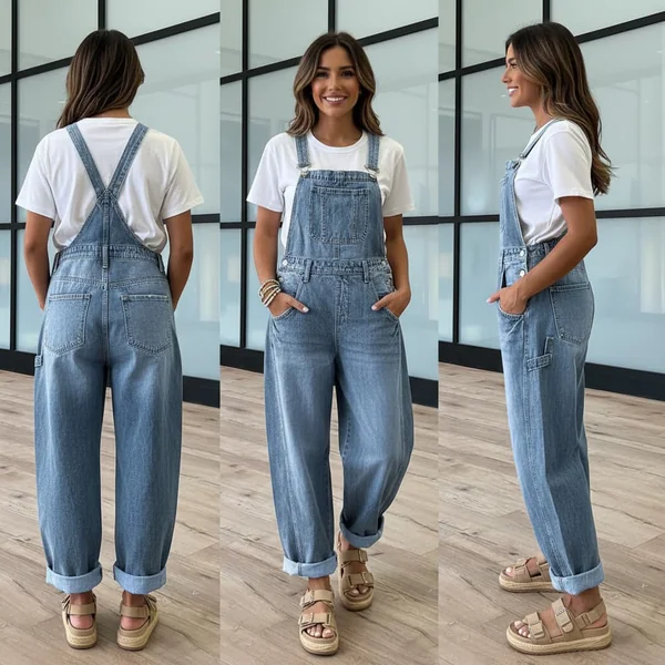 Denim Barrel Bib Overalls