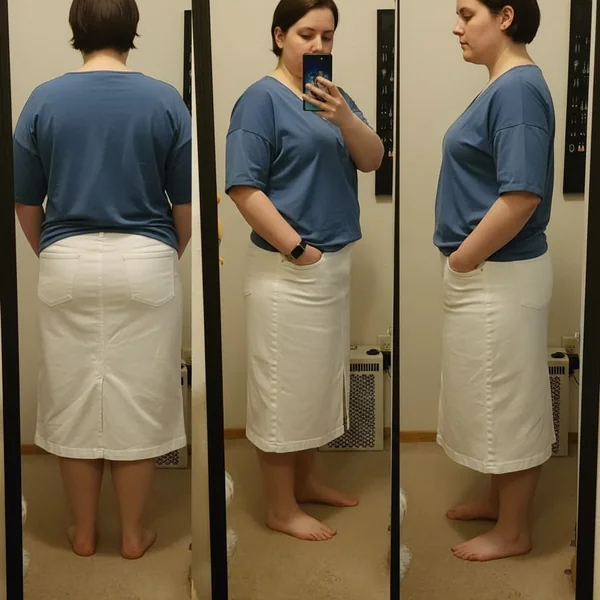 White Denim Midi Skirt Look