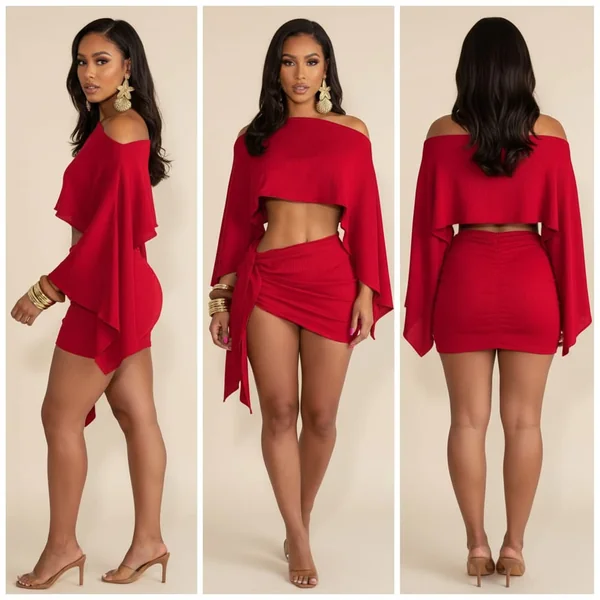 Off-Shoulder Mini Skirt Set