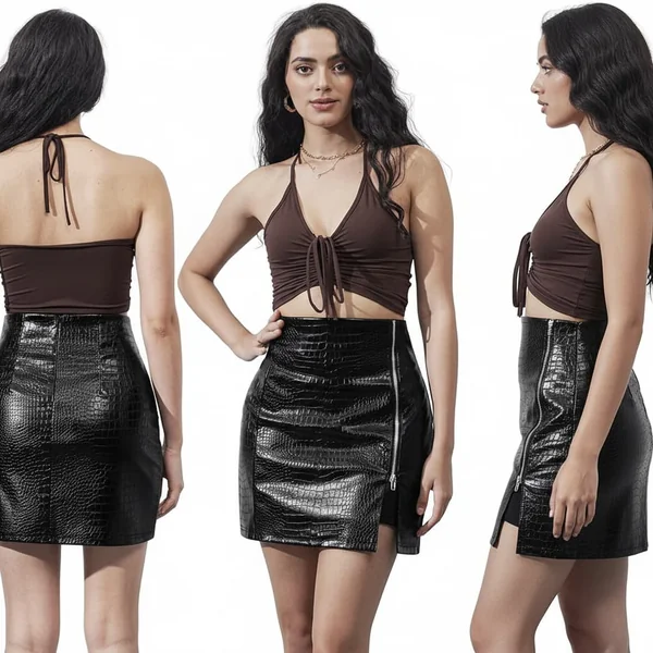 Leather Bodycon Slit Look