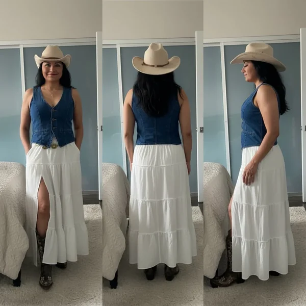 Tiered Slit Maxi Skirt Look
