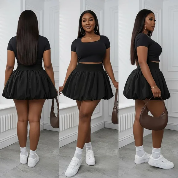 Ruffle Bubble Mini Skirt Look
