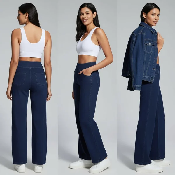 Stretch Blue Wide Jeans